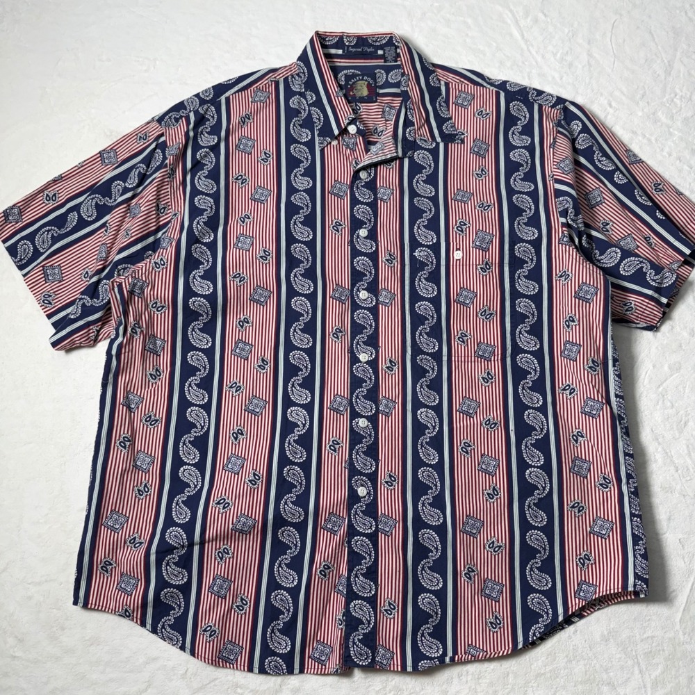 Gant‎ Shirt Mens Size XL American Paisley Bandana Button Short Sleeve Salty Dog